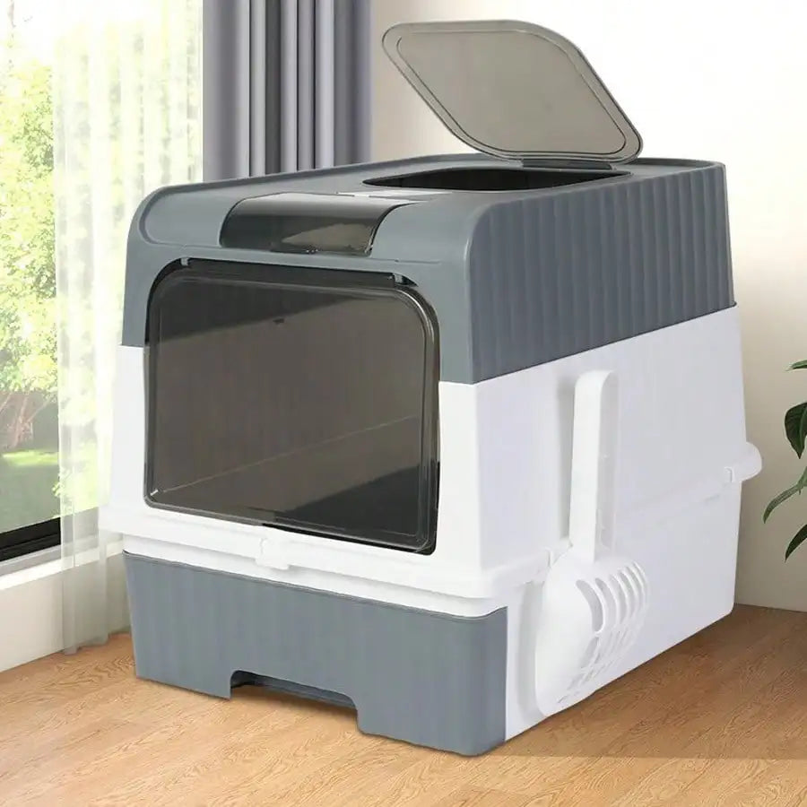 Enclosed Top Entry Cat Litter Box With Odor Proof Cover