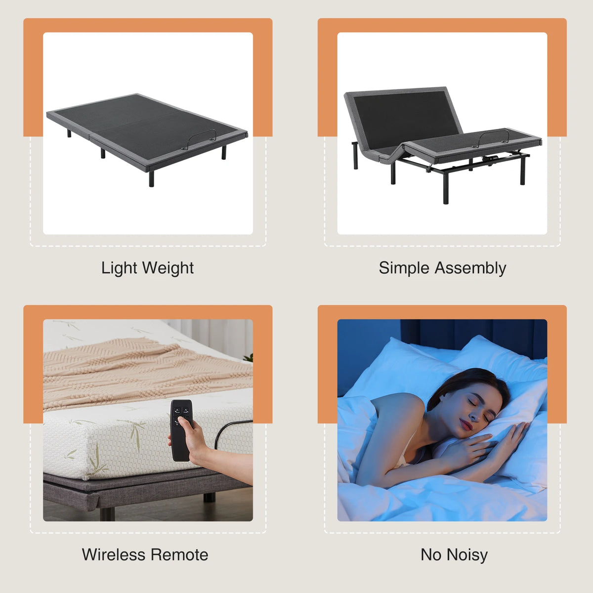 JHK Zero Gravity Electric Adjustable Bed Frame With Usb Ports