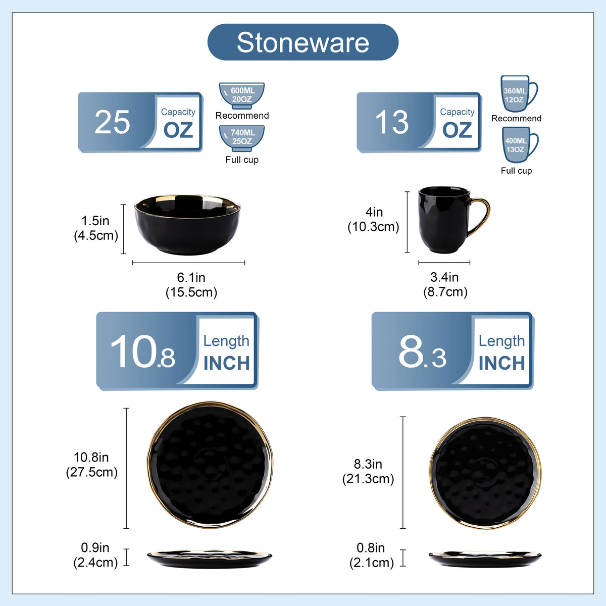 Malacasa Ceramic Dinnerware Set With Gold Trim Cups And Plates