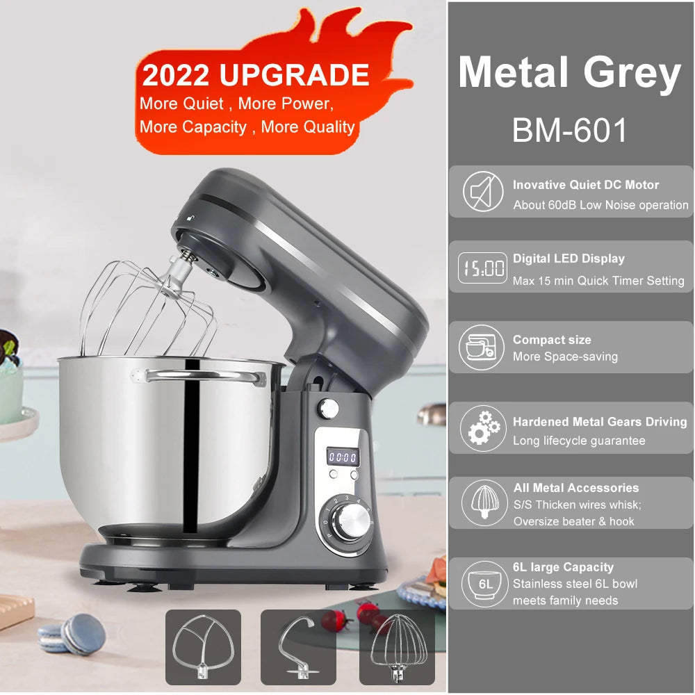 BioloMix Quiet Kitchen Stand Mixer With Tilt Head Design