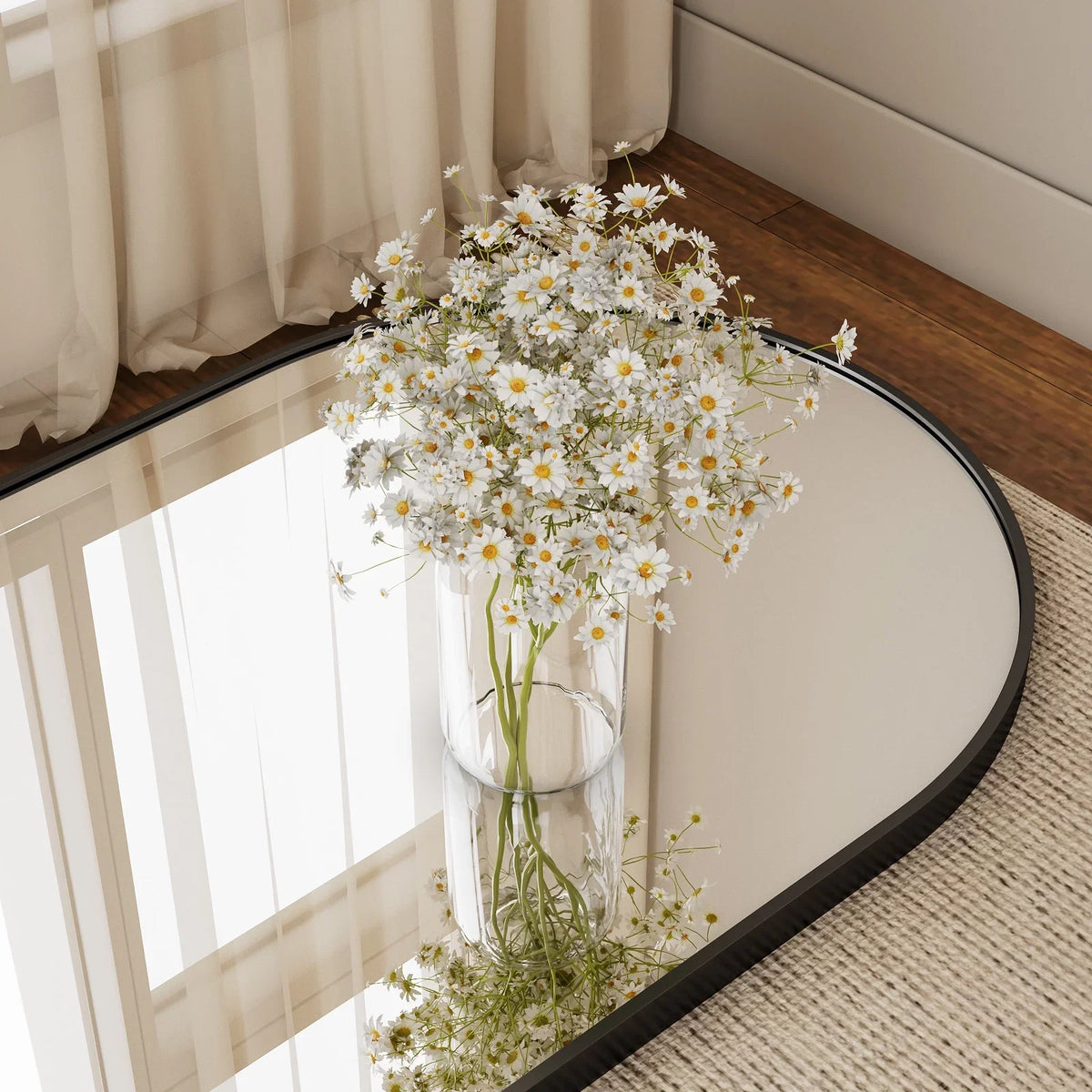 Modern Arched Floor Mirror Free Standing Full Body Home Decor