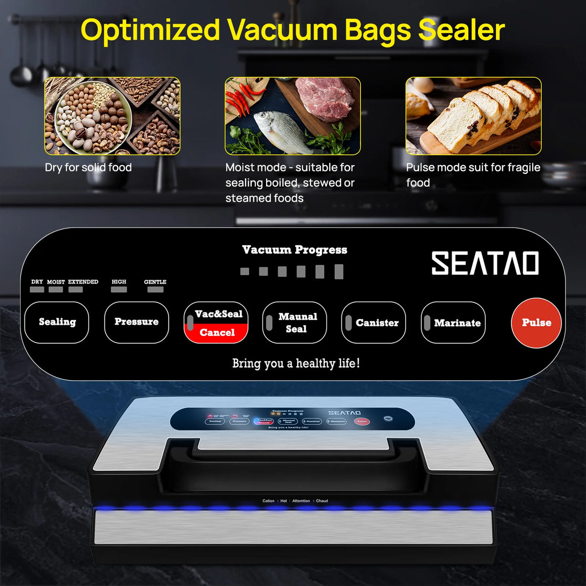 Seatao Commercial Automatic Vacuum Sealer Machine With Built In Cutter