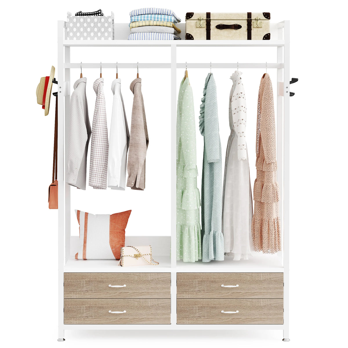 Tribesigns Heavy Duty Freestanding Closet Organizer Rack With Drawers