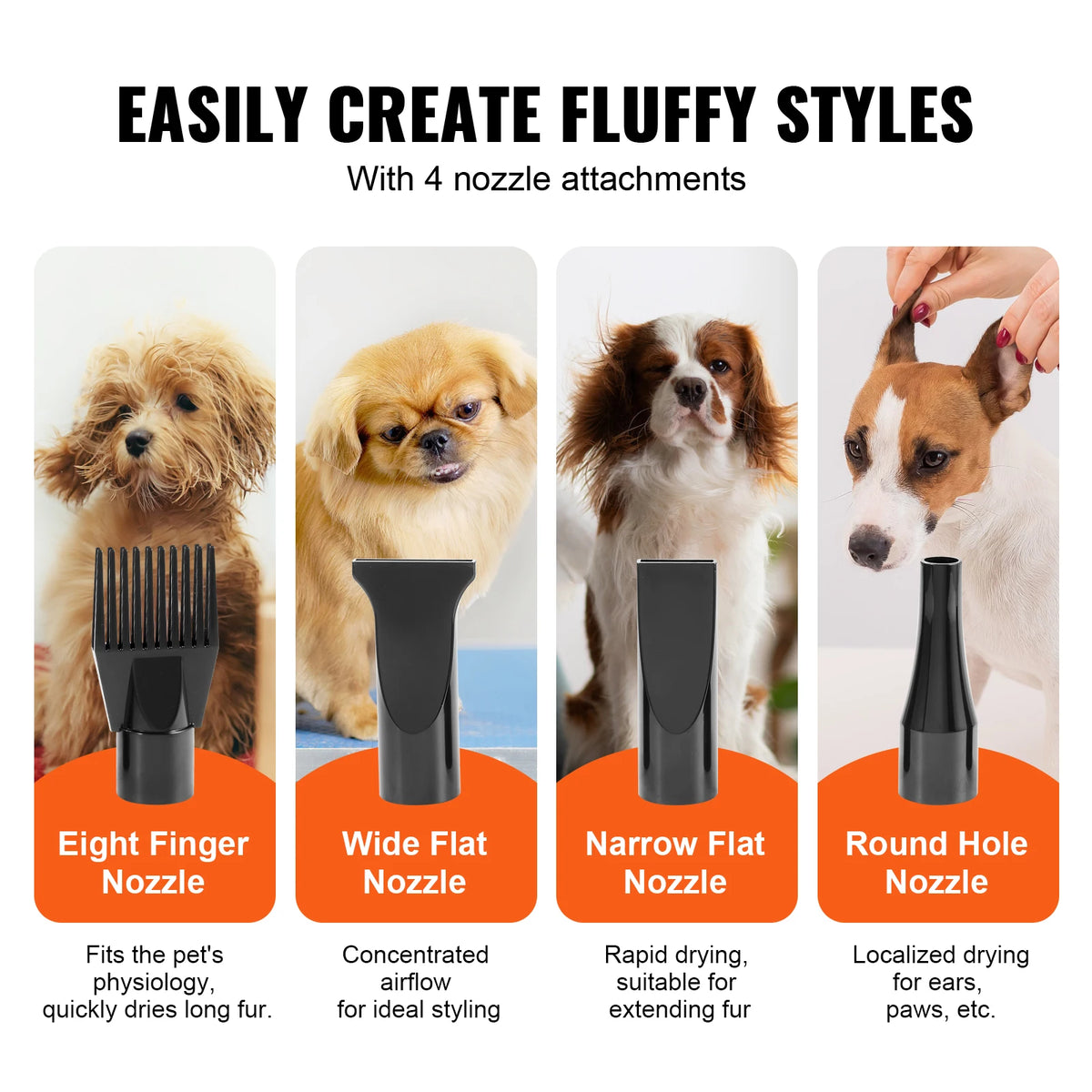 SucceBuy Adjustable Dog Dryer With Temperature Control And Hose Nozzles