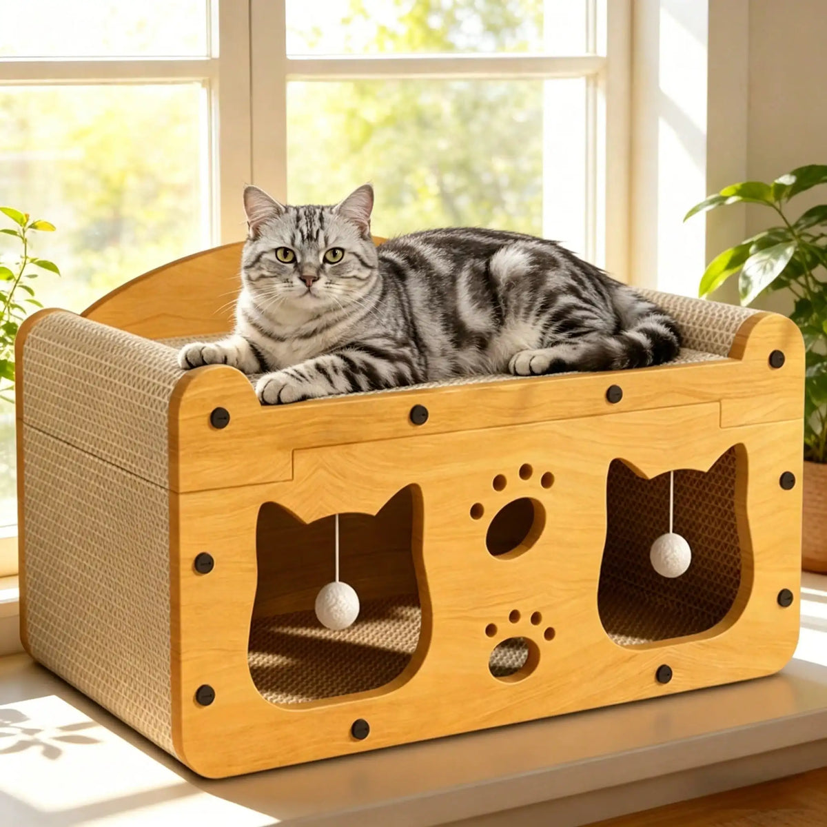 Double Layer Cardboard Cat Scratcher Lounge Bed And Hideaway