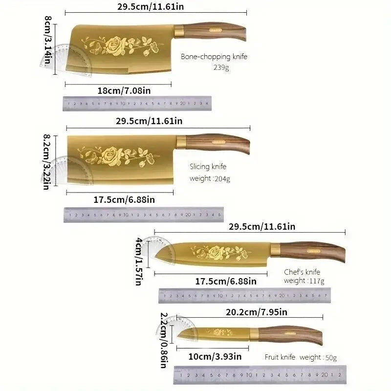 Premium Titanium Coated Stainless Steel Kitchen Knife Set