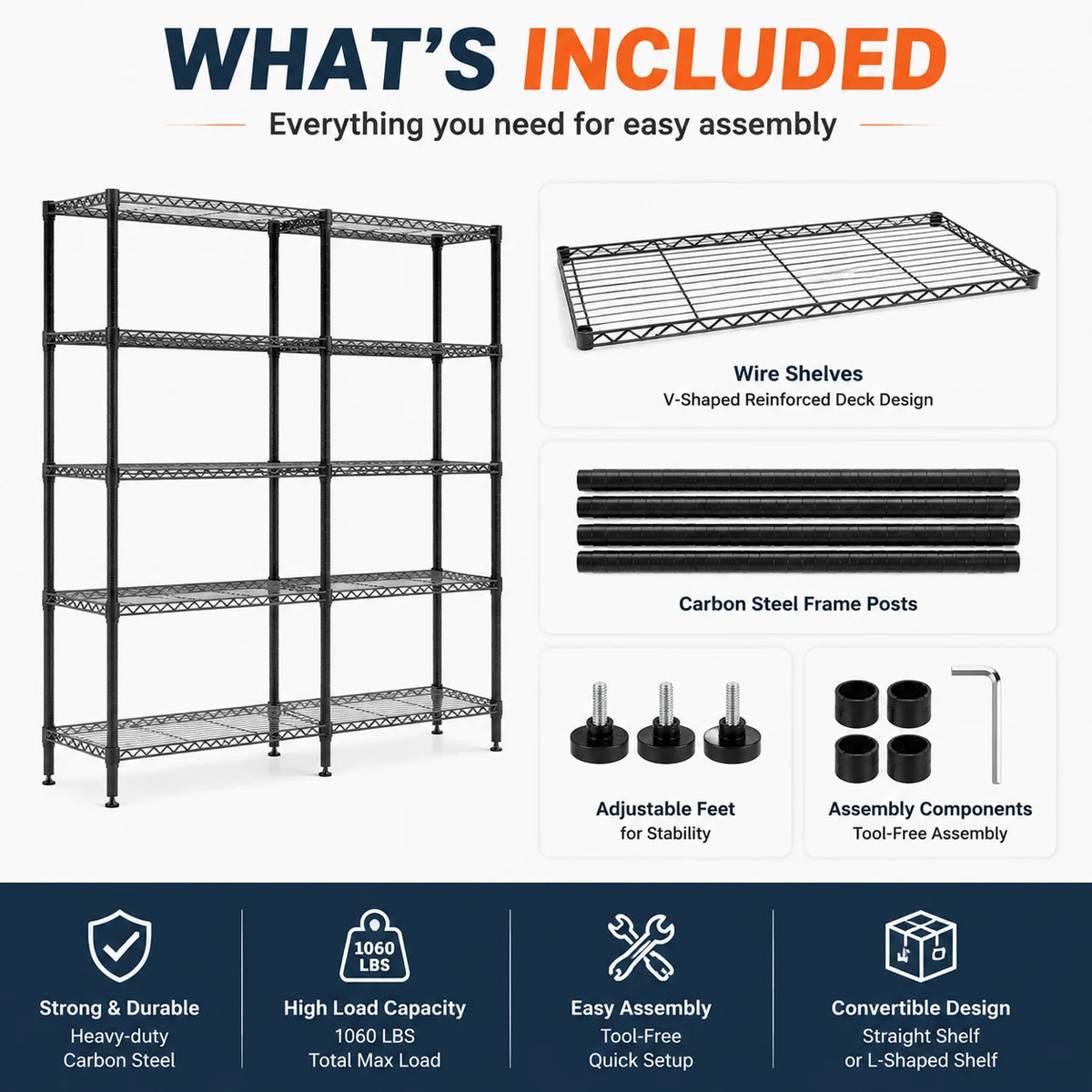 Heavy Duty Adjustable Metal Storage Shelving Rack For Garage