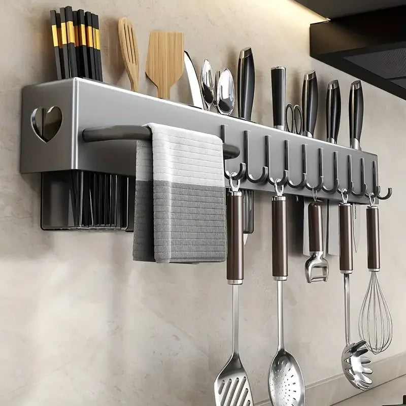 Heavy Duty Carbon Steel Wall Mount Kitchen Knife And Utensil Rack