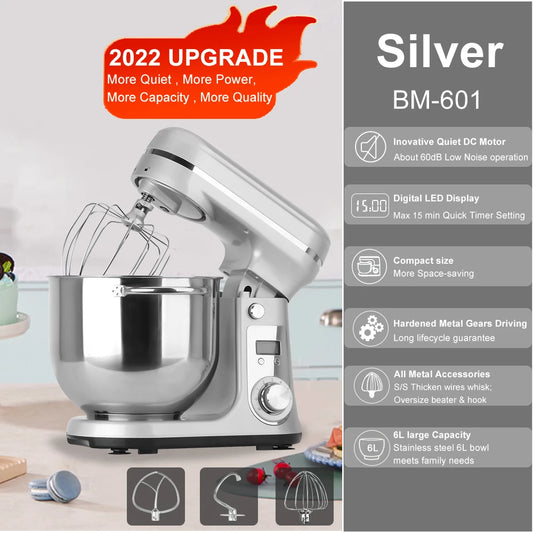 BioloMix Quiet Kitchen Stand Mixer With Tilt Head Design