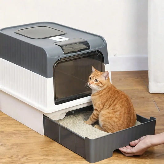 Enclosed Top Entry Cat Litter Box With Odor Proof Cover