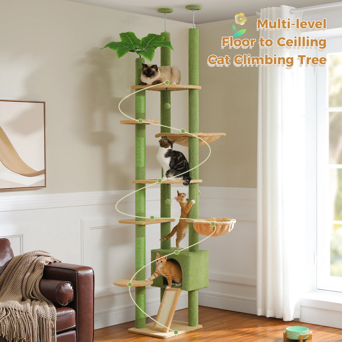 Petepela Cactus Cat Tree With Adjustable Height And Scratching Post