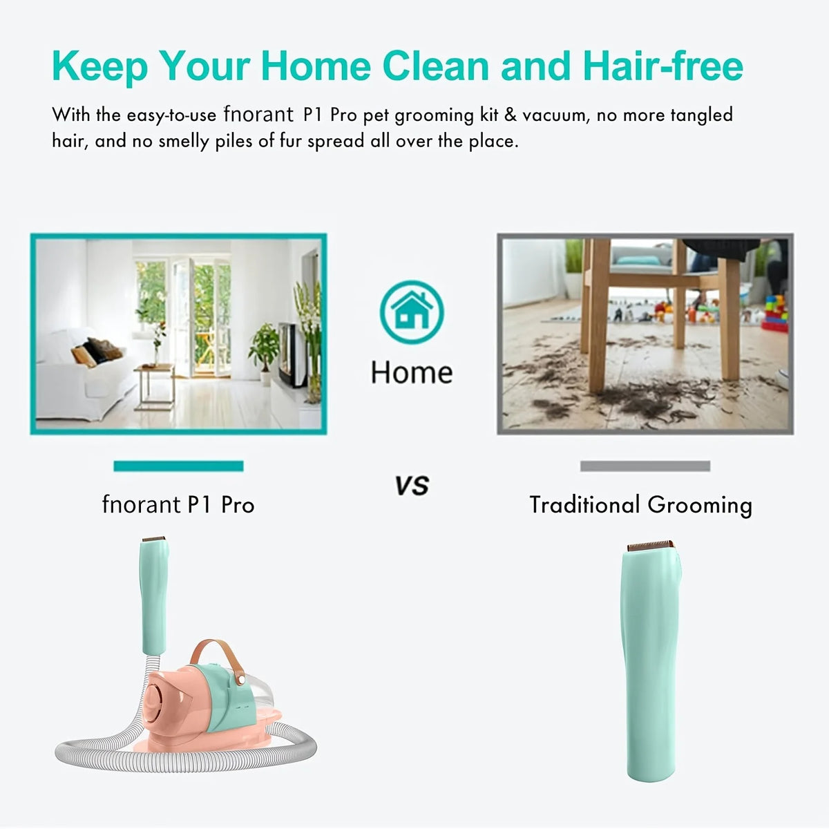Pet Grooming Vacuum Kit With Professional Clipper For Pets