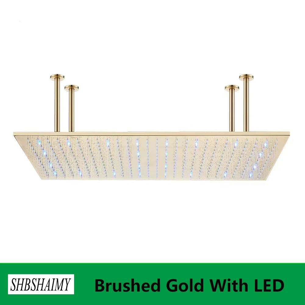 Shbshaimy LED Square Rainfall Shower Head With Stainless Steel Construction