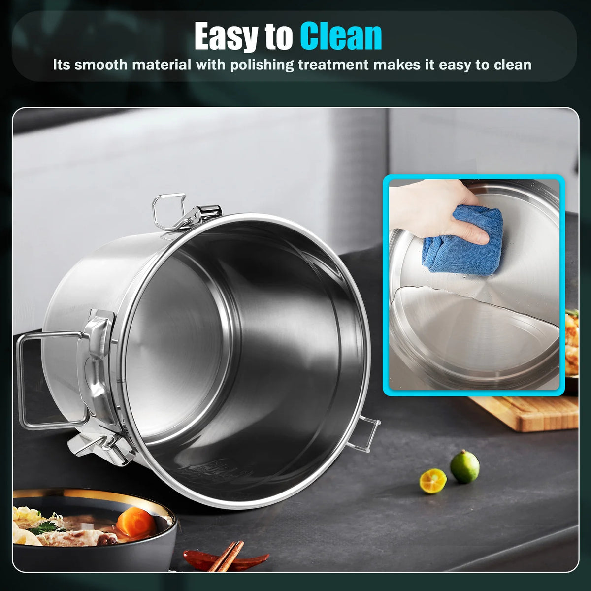 Bymaocar Stainless Steel Airtight Kitchen Cereal And Rice Storage Bucket
