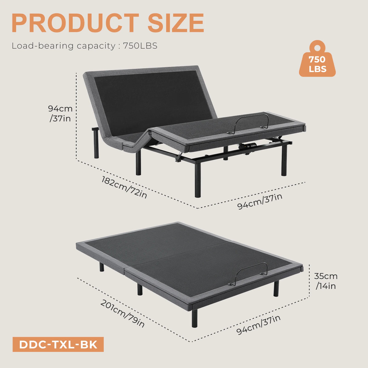 JHK Zero Gravity Electric Adjustable Bed Frame With Usb Ports