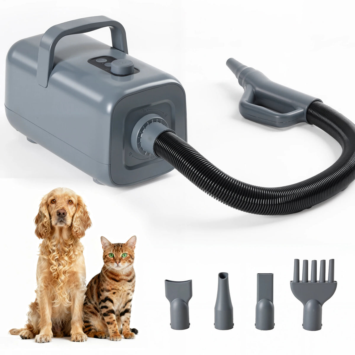 Quiet Pet Grooming Vacuum With Four Nozzles And Adjustable Heat