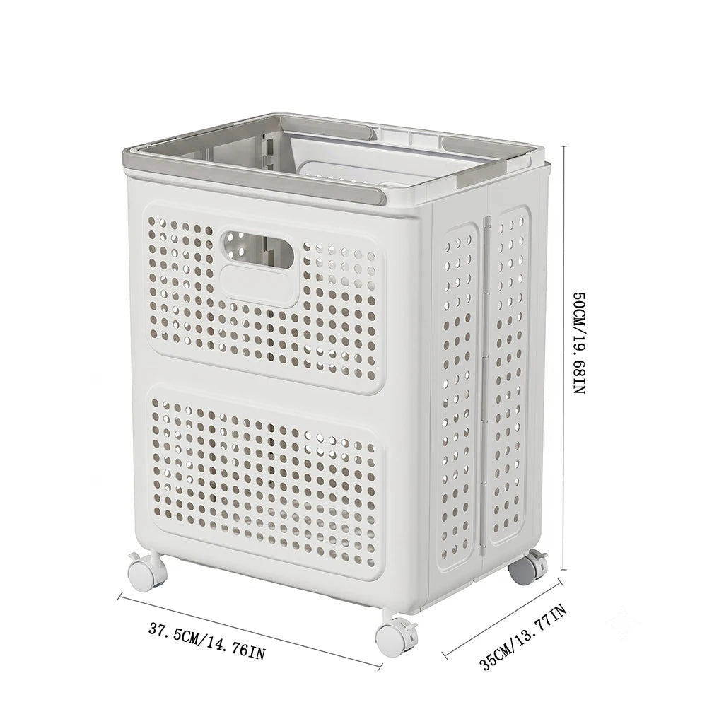 Collapsible Plastic Laundry Hamper With Wheels And Handle