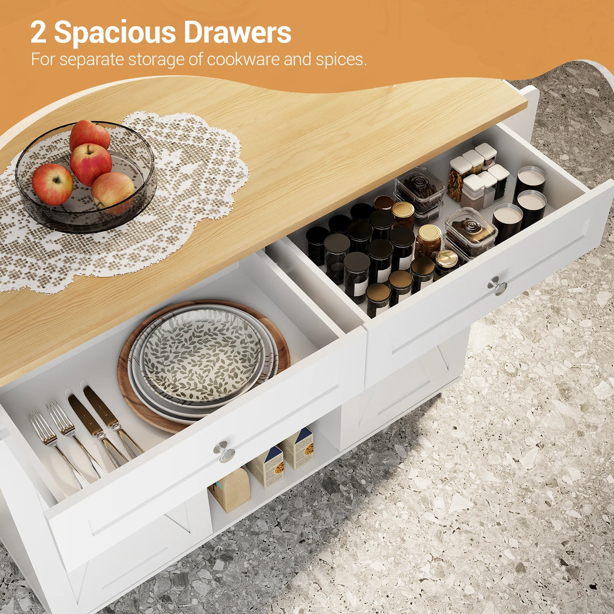 Huisenitre Rolling Kitchen Island With Storage And Wheels