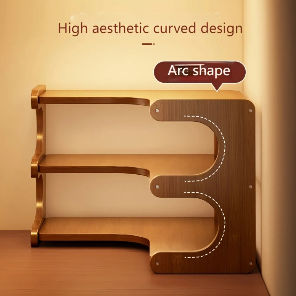 Multi Tier Bamboo Corner Wall Mounted Wooden Storage Shelf