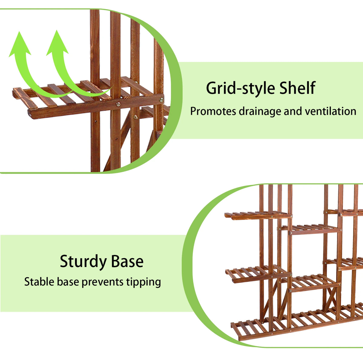 Wisfor Multi Tier Wooden Plant Stand For Indoor Outdoor Display
