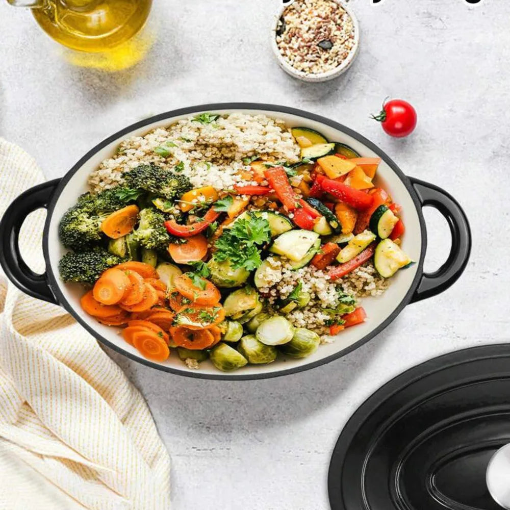 Enameled Oval Cast Iron Dutch Oven With Lid Dual Handles