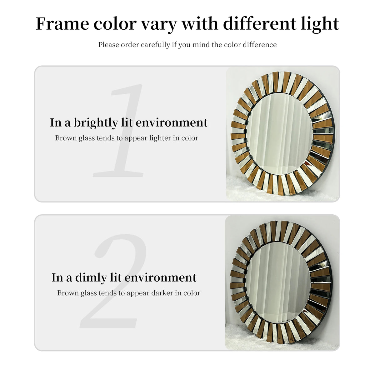 Round Starburst Glass Wall Mirror Decorative Accent Home Decor