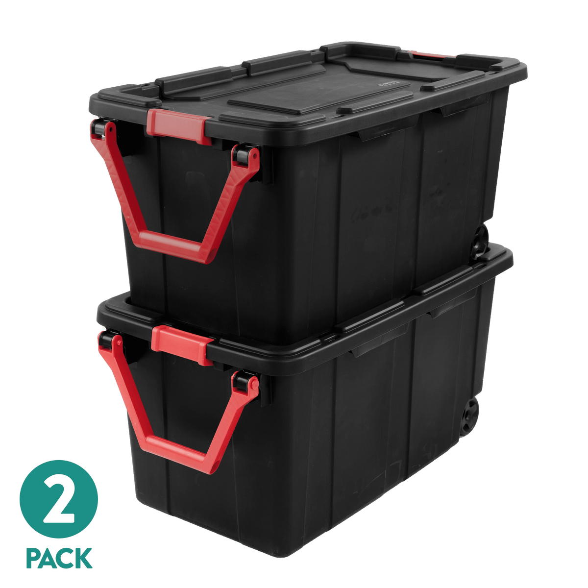 Sterilite Industrial Wheeled Plastic Storage Tote With Handle