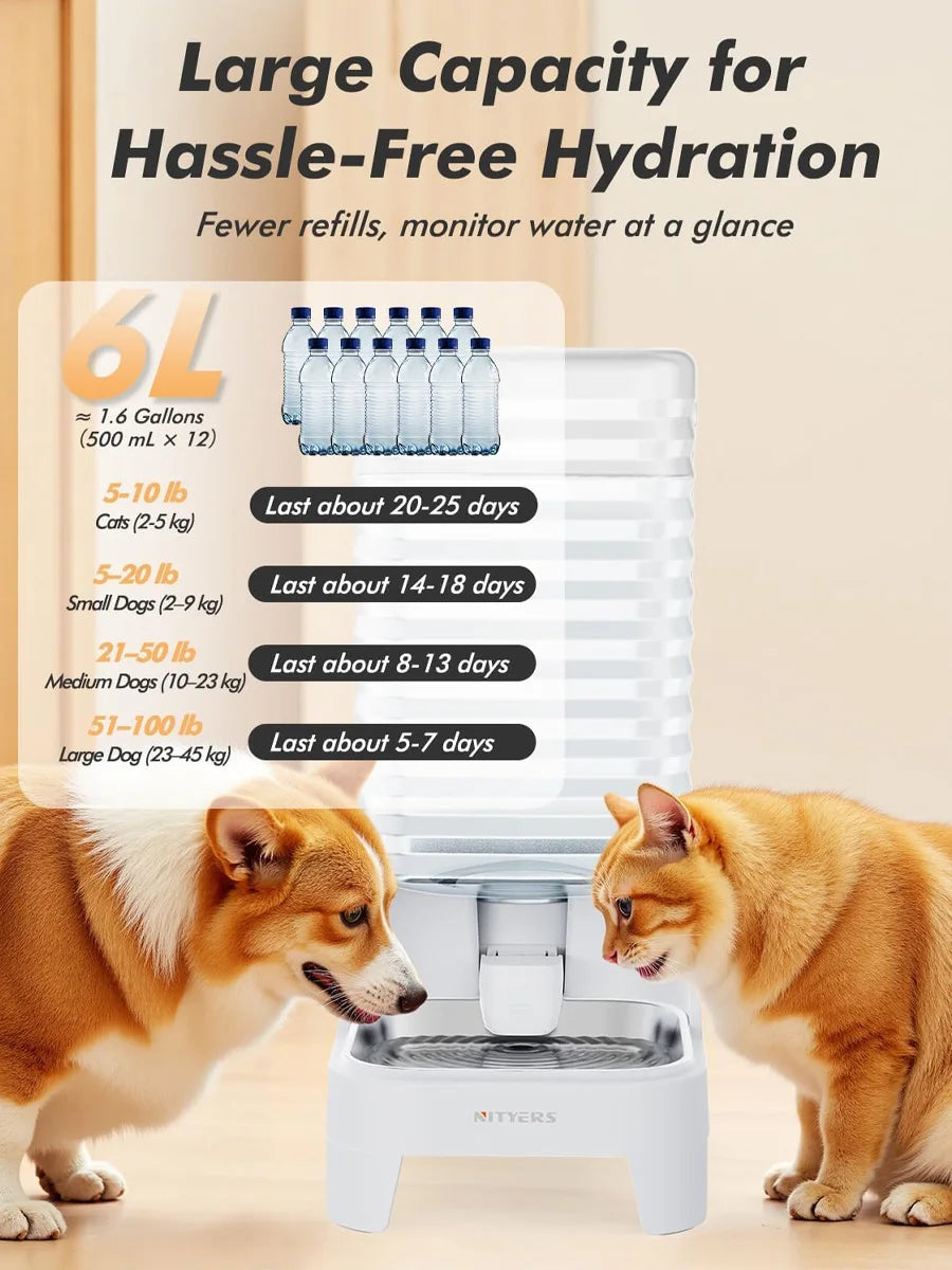 Nityers Gravity Pet Water Dispenser Stainless Steel Bowl