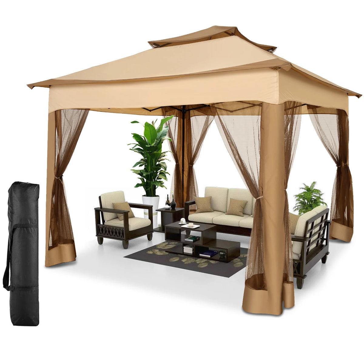 Cobizi Adjustable Pop Up Gazebo Canopy With Mosquito Netting