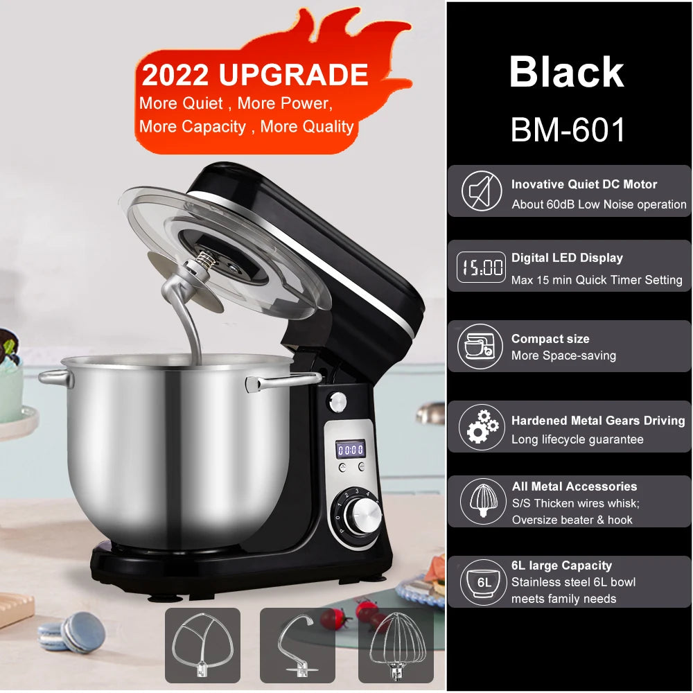 BioloMix Quiet Kitchen Stand Mixer With Tilt Head Design
