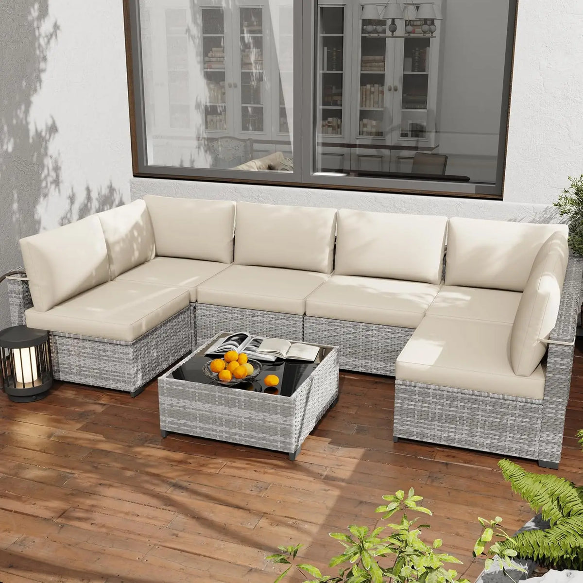 All Weather PE Rattan Modular Sectional Patio Conversation Set