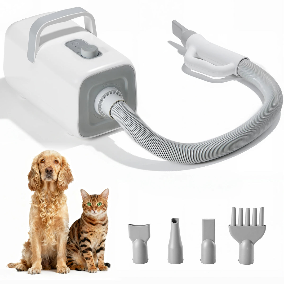Quiet Pet Grooming Vacuum With Four Nozzles And Adjustable Heat