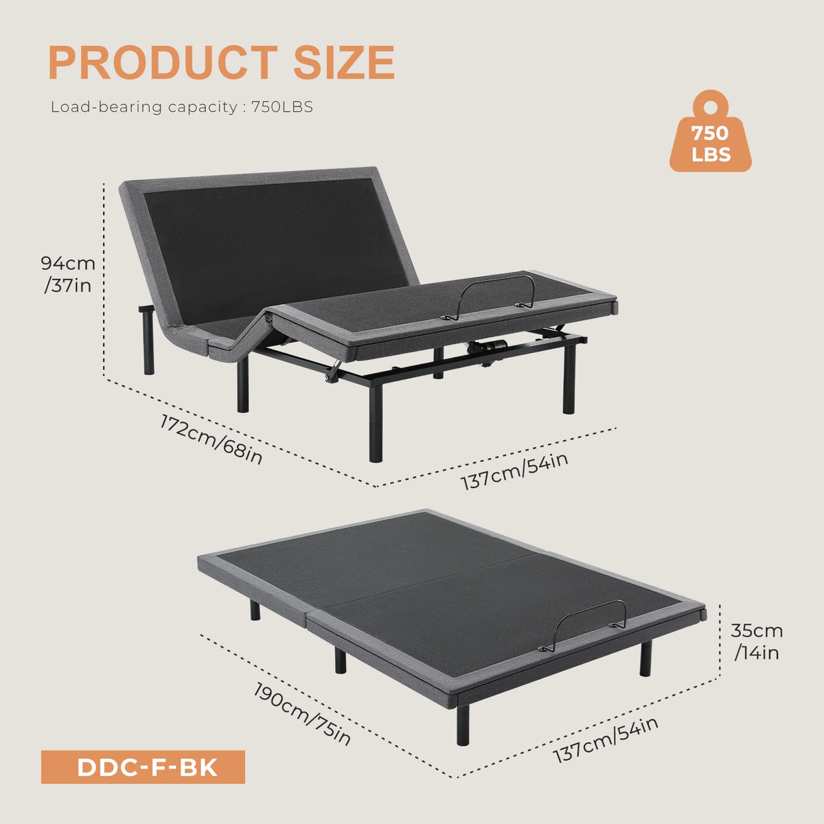 JHK Zero Gravity Electric Adjustable Bed Frame With Usb Ports