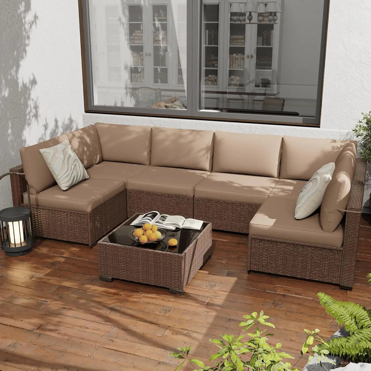 All Weather PE Rattan Modular Sectional Patio Conversation Set