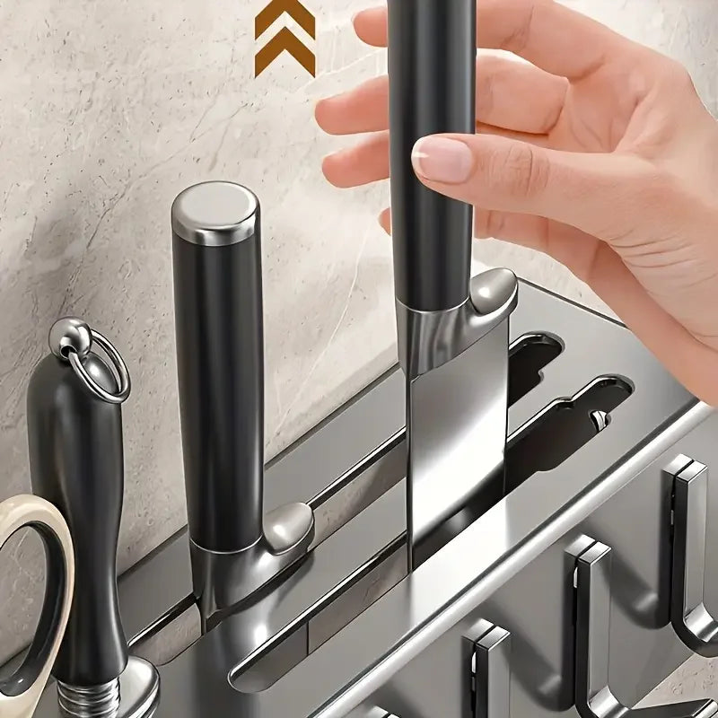 Heavy Duty Carbon Steel Wall Mount Kitchen Knife And Utensil Rack