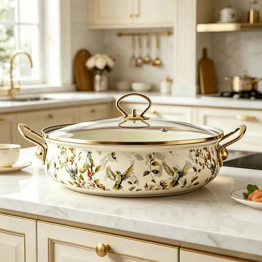 Enamel Cast Iron Dutch Pot Lid With Double Handles