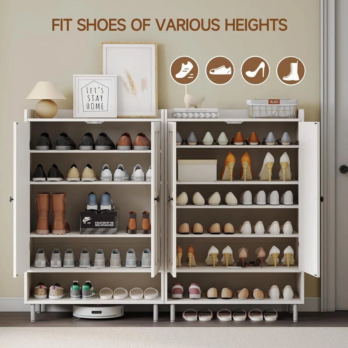 Onbrill Entryway Shoe Storage Cabinet With Doors And Metal Legs