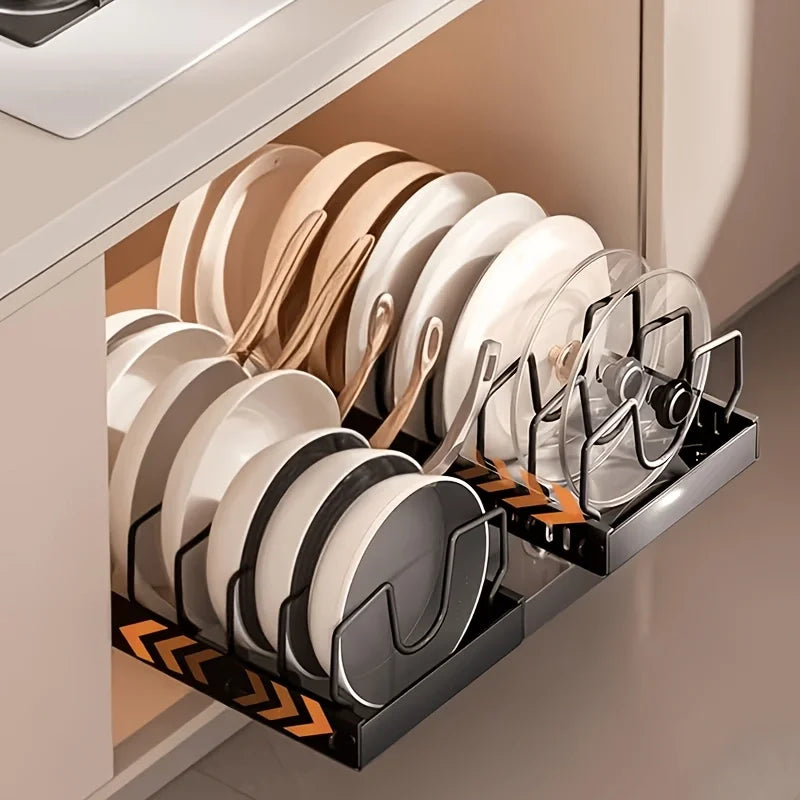 Adjustable Pull Out Cabinet Storage Organizer With Sliding Dividers