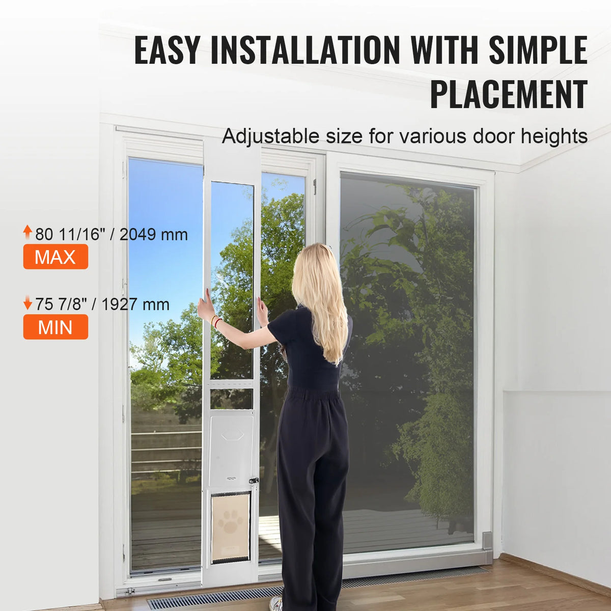 Sliding Glass Dog Door With Adjustable Height And Tempered Glass