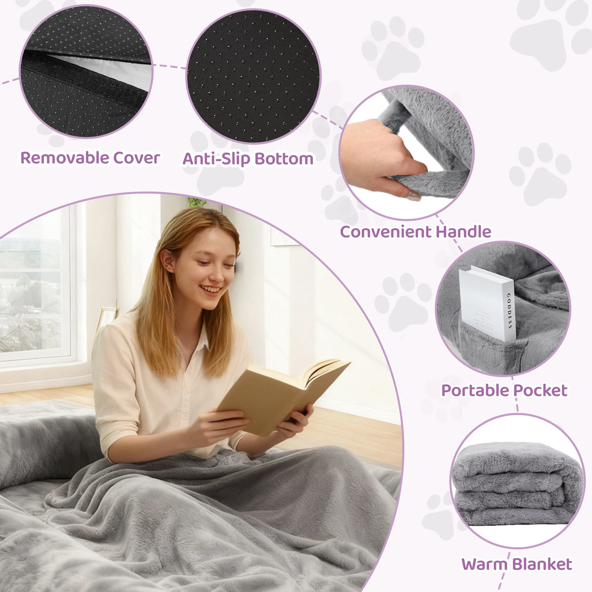 Premium Orthopedic Human Dog Bed With Removable Faux Fur Cover