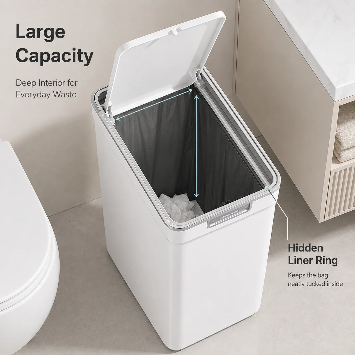 Joybos Rectangular Plastic Press Lid Household Waste Bin