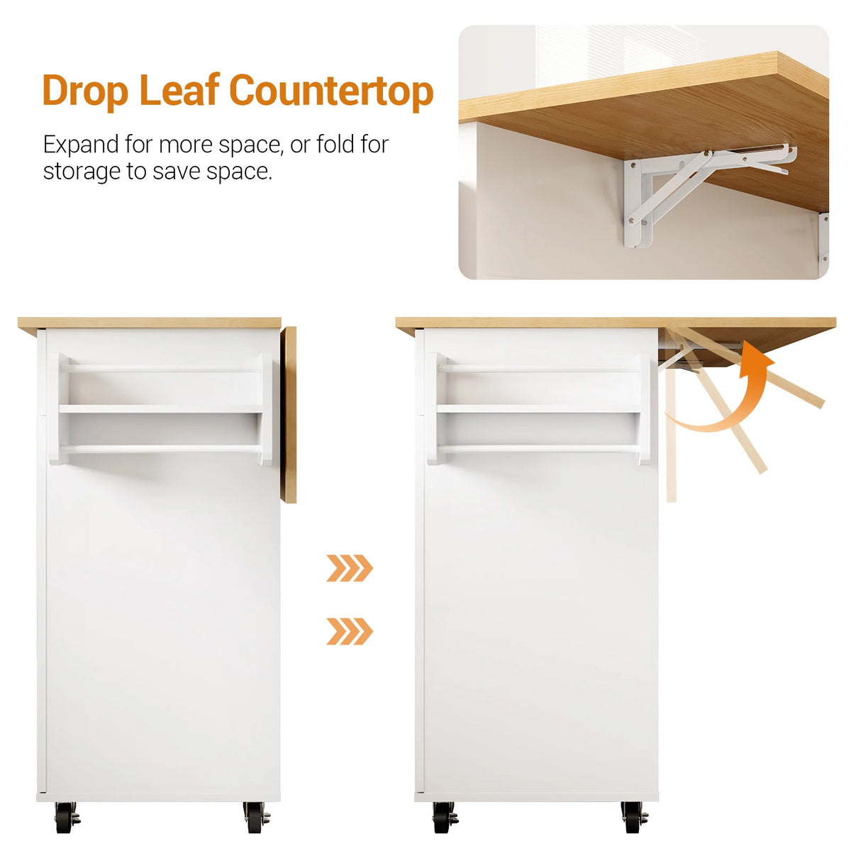 Huisenitre Rolling Kitchen Island With Storage And Wheels