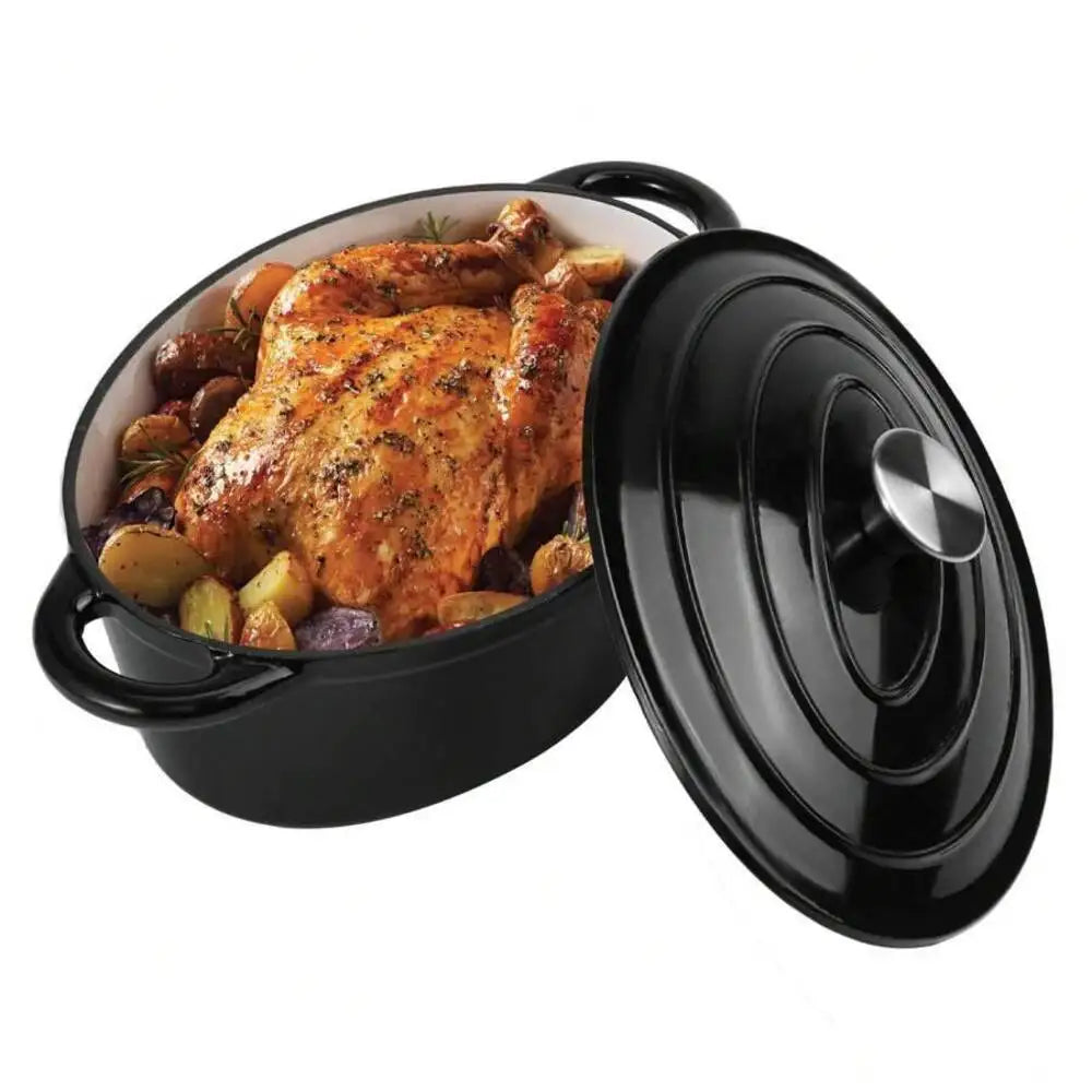 Enameled Oval Cast Iron Dutch Oven With Lid Dual Handles
