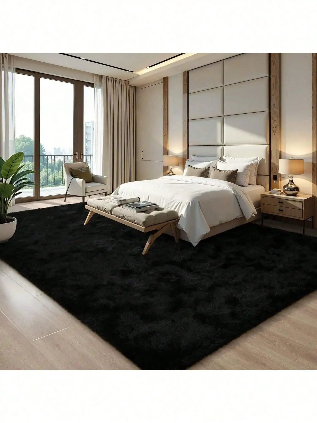Soft Plush Polyester Rug With Non Slip Backing For Home