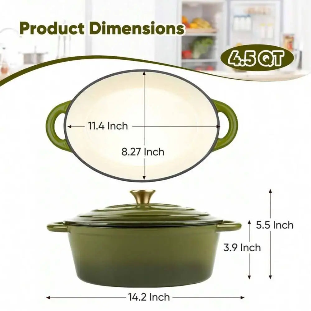 Enameled Cast Iron Oval Dutch Oven Pot For Cooking And Baking