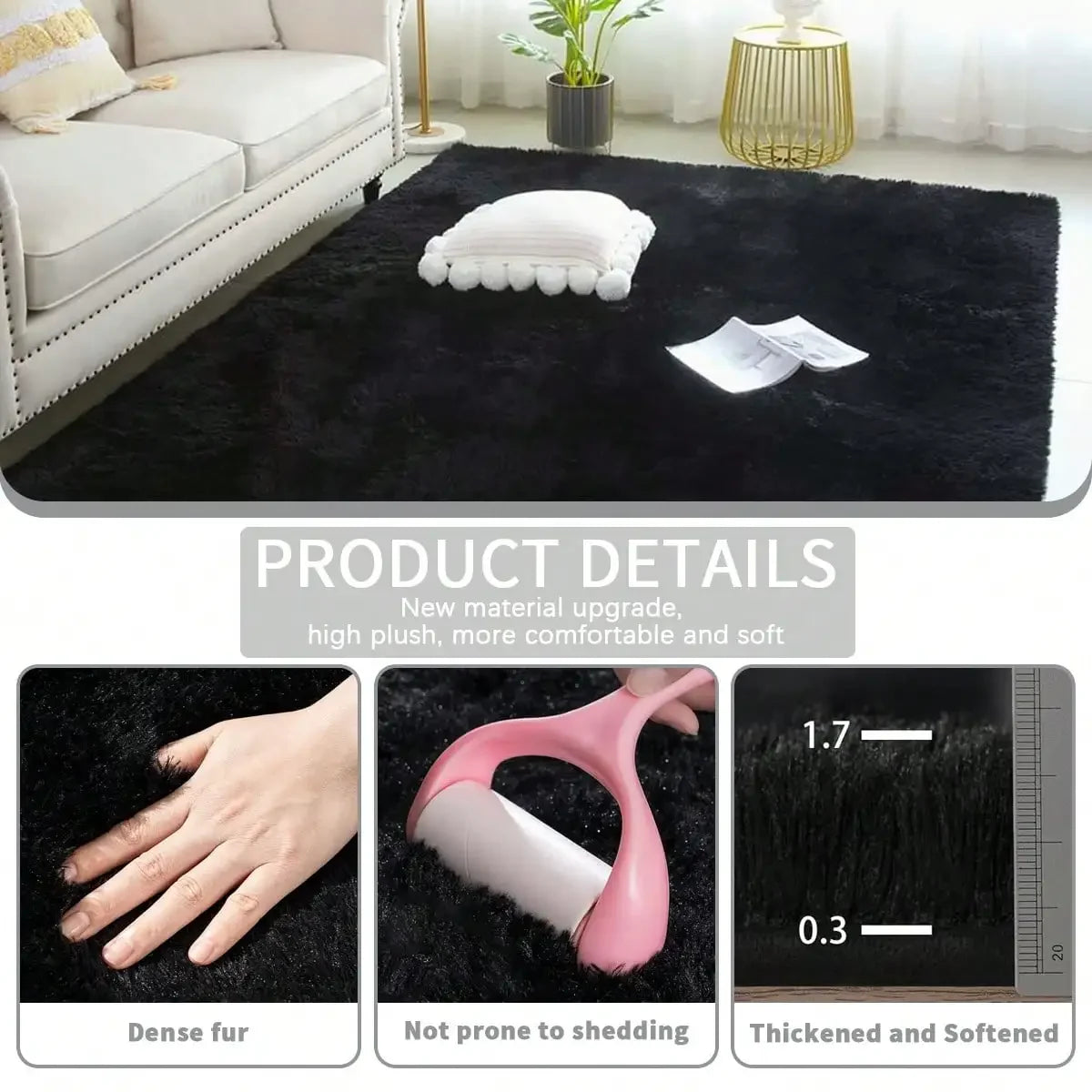 Soft Plush Polyester Rug With Non Slip Backing For Home