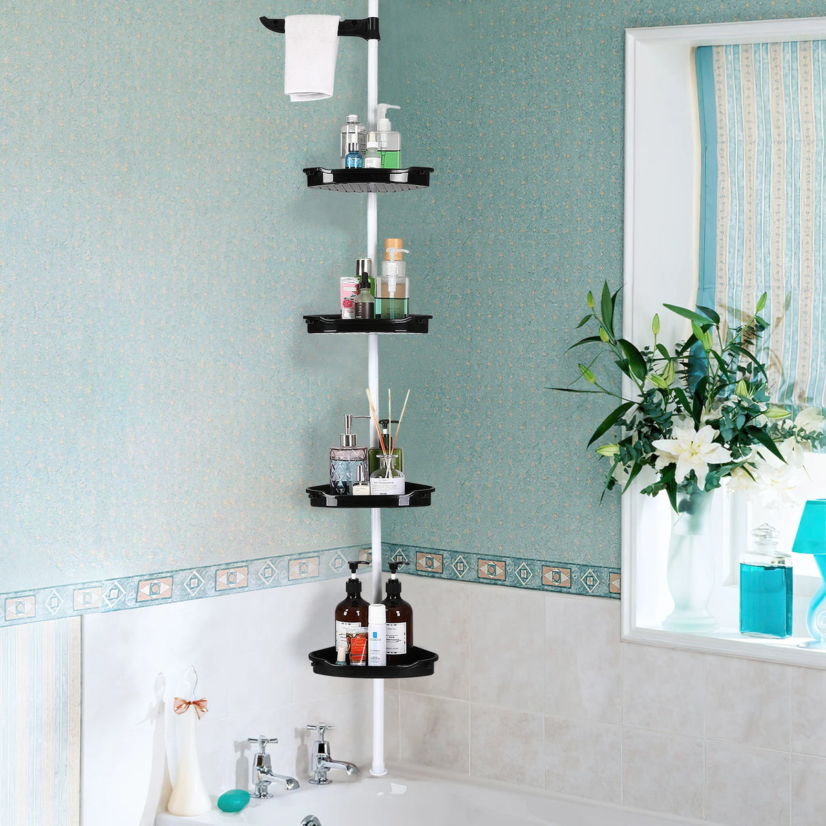 HiMISS 4 Tier Corner Shower Caddy Adjustable Bathroom Storage Organizer