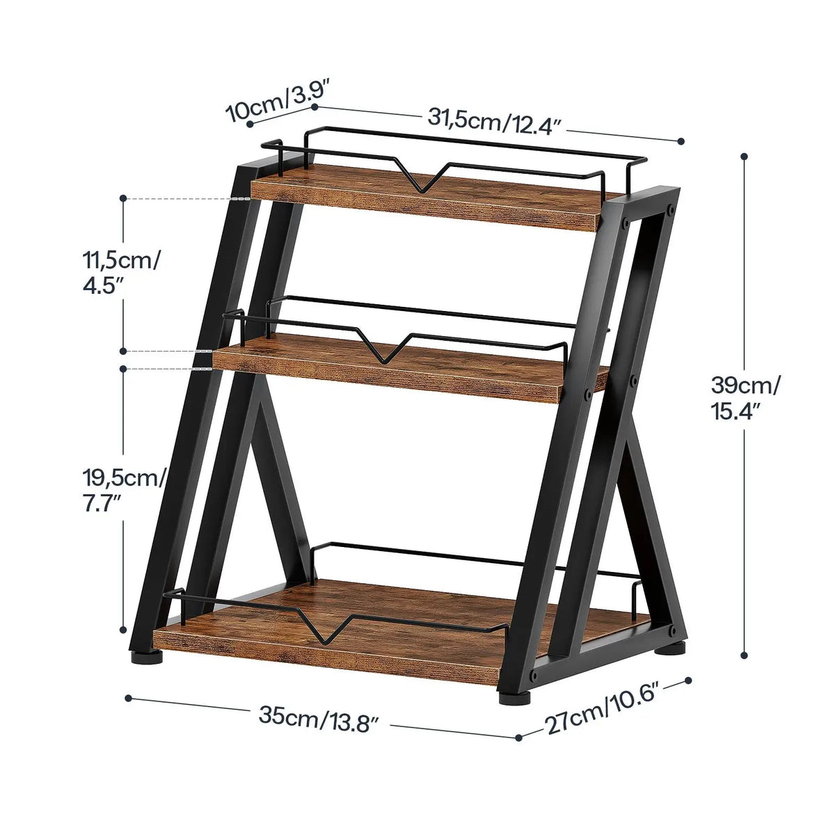 Three Tier Wooden Kitchen Spice Rack Countertop Storage Shelf