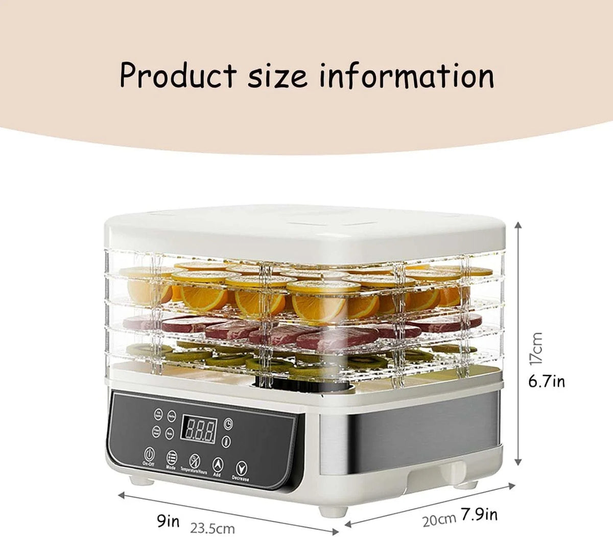 Electric Food Dryer With Adjustable Temperature Control