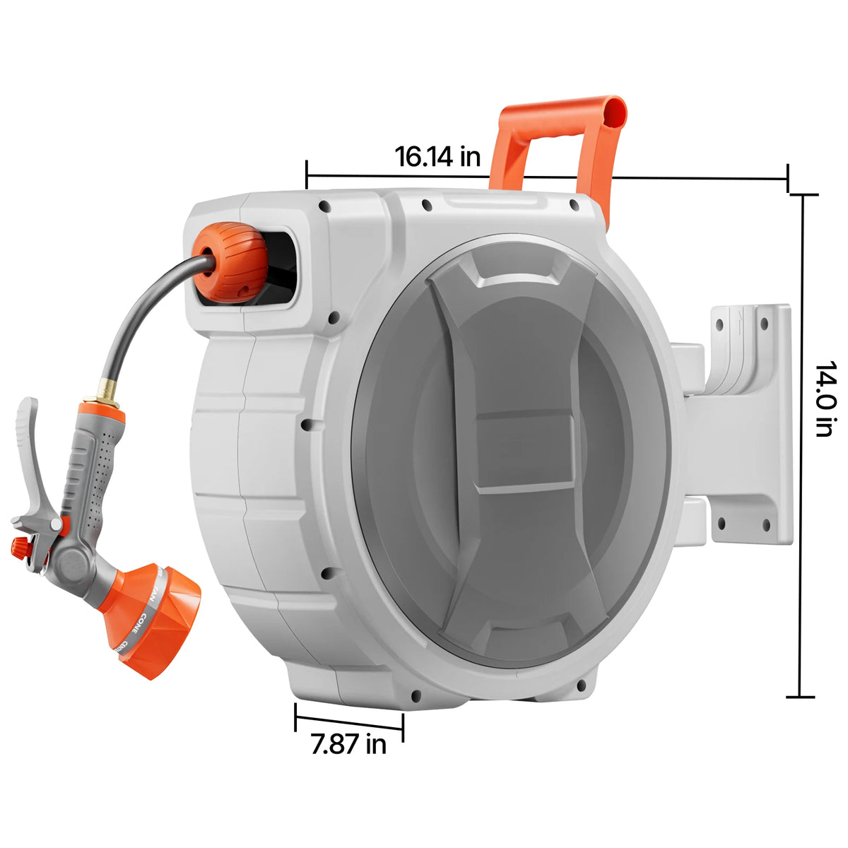 SucceBuy Wall Mounted Retractable Garden Hose Reel With Nozzle